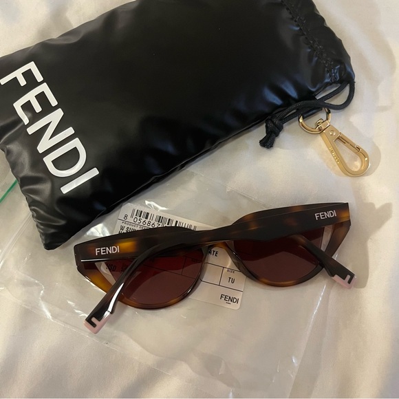New FENDI Way Sunglasses Havana Pink $400 with Pouch - Picture 4 of 15